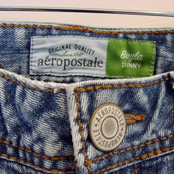 Aeropostale Jeans Bayla Skinny Straight Distressed Size 3 / 4 Tall 30" Inseam - Picture 5 of 15